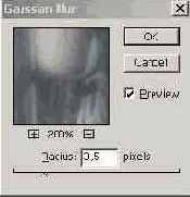 Диалоговое окно фильтра Gaussian Blur